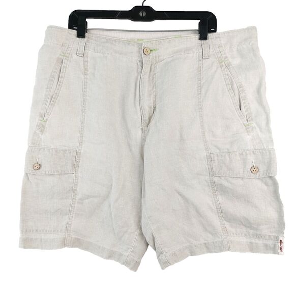 Tommy Bahama Linen Cargo Shorts Mens Size 38 Lite Green Relax Fit Beach Resort - Picture 1 of 14
